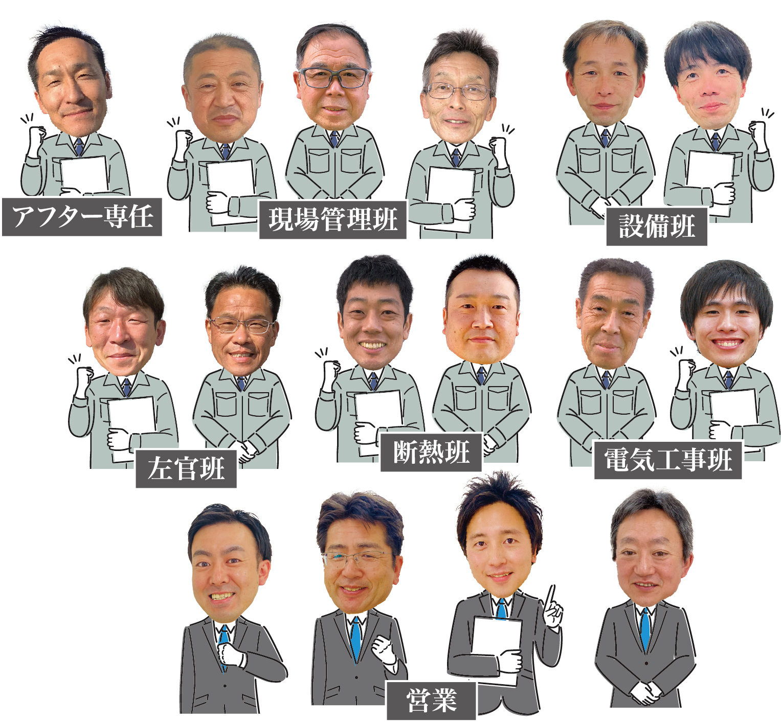 感動ハウスの現場管理・設備・左官・断熱・電気工事・アフター専任・営業